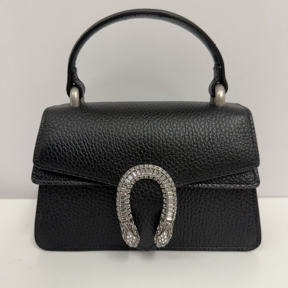 Gucci Leather Dionysus Mini Bag Black Crysals NEW Top Handle Chain Box Dust Bag - Picture 6 of 16